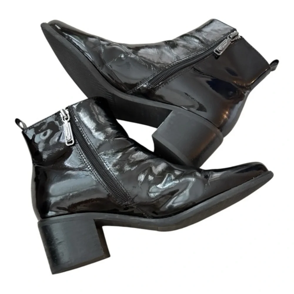 Blondo Elvina Black Patent Leather Classic Stylish Ankle Boots Booties sz 8